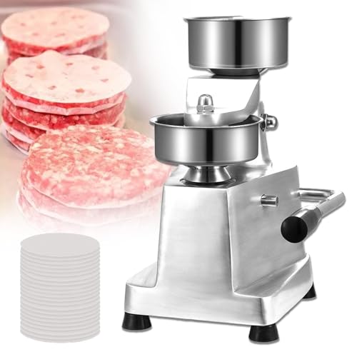 DFEDHF Grill Burger Press Tool, Home Manual Burger Forming Machine, Commercial Hamburger Patty Maker with 200 Pcs Patty Papers, 5 Inch