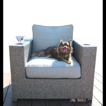 Hassyee Fully Assembled Wicker Conversation Set with Grey Cushions and Metal Frame for Poolside, Lawn, Outdoor Furniture Set with Side Table and Cup Holders for Backyard, Balcony