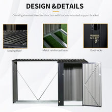 BYLUXA Heavy-Duty Galvanized Steel 2-in-1 Outdoor Firewood Rack & Metal Storage Shed - Rust-Resistant, Weatherproof, Multi-Functional Solution for Firewood & Yard Equipment Storage