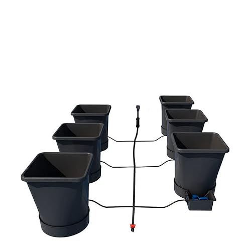 AutoPot 6Pot XL System with 6.6 Gal Plastic Pots (*Includes AIRBASES and AIRDOMES) Self-Watering, Gravity-Fed Hydroponic Systems (6PotXL - 6.6 Gallon Pots - No Tank) Indoor, Black