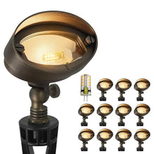 COLOER Brass Landscape Flood Lights 12 Pack with LED G4 Bulb (501B Bronze)