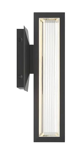 Eurofase Aelin 1-Light LED Outdoor Wall Sconce – 14" Matte Black Modern Exterior Wall Light, Clear Crystal Shade, Wet-Rated for Porch, Patio & Entryway
