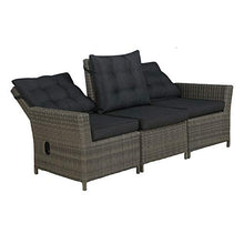 Asti All-Weather Wicker Three-Seat Reclining Sofa with Dark Gray Cushions - Outdoor Patio Furniture, 75 in. W x 30 in. x 37 in. H, Gray Resin Wicker, Aluminum Frame, Weather-Resistant