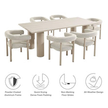 Modway Nautica 7-Piece Outdoor Rectangular Dining Set Ivory Taupe
