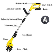 Cordless Electric Tiller Cultivator with 2 x 2.0Ah Batteries Charger, 10cm Tilling Width, 17cm Depth for Lawn Care, Gardening, and Soil Preparation