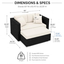 Golden Flame Outdoor Day Lounger with Matching Ottoman, All-Weather HDPE Wicker Patio Chaise Lounge with Plush Cushions, Powder-Coated Aluminum Frame, Deep Outdoor Seating - Canvas Natural
