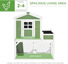 49" Small Chicken Coop with Outdoor Run, Covered Hen House with Nesting Box, Ramp & Removable Tray, Green, for 2–4 Birds