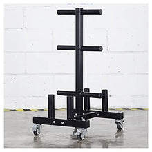 VEITEOX FTY Weight Plate Tree Rack with 4 Barbell Bar Holder on Wheels (Color: With Wheels)