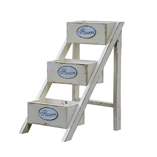 MIIKHI Plant Stand Multi-Layer Wood Ladder Flower Stand American Country Retro Storage Rack Garden Outdoor Decorative Flower Stand Flower Stand
