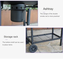 Charcoal Grill Barrel Style BBQ with Thermometer, Chrome-Plated Grates, Ash Catcher, Mobile Cart & Large Wooden Shelves for Outdoor Cooking