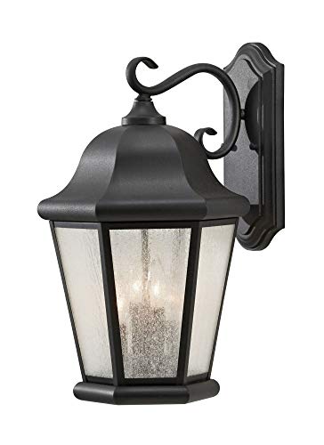Generation Lighting OL5904BK Martinsville Extra Large Four Light Outdoor Wall Lantern, Black, 4-Light, cETL Listed, Safety Rated for Wet Locations, Aluminum Construction