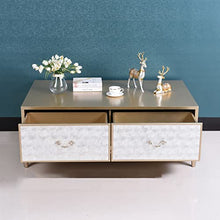 Living Room Table Modern Creative Coffee Table for Living Room with Shell Decoration and Exquisite Handle, Elegant Rectangular Coffee Table Sofa Table with Storage Space Outdoor Side Table (Color : 1
