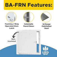 Best 12" x 12" Uninsulated Fire Rated Metal Access Panel – Uninsulated Wall Access Door with Flange, 1-1/2 Hour Rated, 16-Gauge Cold-Rolled Steel, Self-Latching, LEED Compliant, BA-FRN