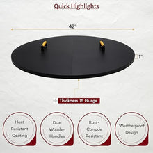 FEBTECH - 42" Round Fire Pit Cover with Wooden Handles for 40" Fire Pits