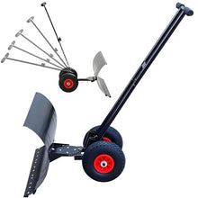 Eoweiot Metal Snow Shovel with Wheels, Multi-Season Heavy Duty Stone Shovel – 29-Inch Steel Plow,Use for Snow, Gravel, Sand and Chips