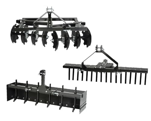 MotoAlliance Impact Implements CAT-0 3 Piece Agricultural Kit - Landscape Rake, Box Scraper, Disc Plow Black
