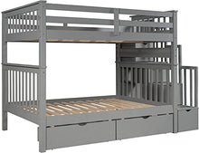 Harper & Bright Designs Full Over Full Bunk Beds with Stairs and Storage Drawers Grey