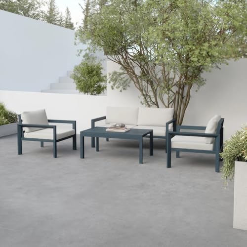 Modifurn Modern Outdoor Furniture Set Gray/White
