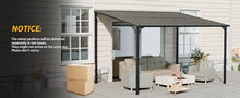 HarmoFurn Outdoor Pergola, 12x8FT, Galvanized Steel Roof with Powder-Coated Frame, Wall-Mounted Patio Shade Structure, Black