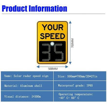 Solar Radar Speed Limit Sign, 20"x28"Radar Feedback Sign, IP65 Waterproof, 500m Visibility Distance, Radar Speedometer for Highways & Streets