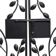 Deco 79 Metal Indoor Outdoor Scrollwork Arched Gate Garden Arbor with Vines and Latch Lock Closure, 70" x 15" x 65", Black