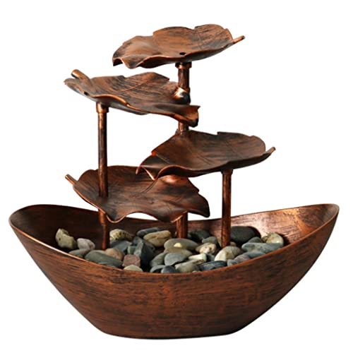 MVUYO FMURY Table Fountain Fountain Waterfall Indoor Table Fountain Water Feature LED Light Statue(D)