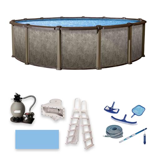 Blue Wave Riviera 18-ft Round 54-in Deep Above Ground Pool Package Browns