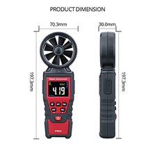 Digital Anemometer Wind Speed Meter Air Velocity Flow Gauge Thermometer Wind Speed Measurement Instrument Airflow Sensor Meter