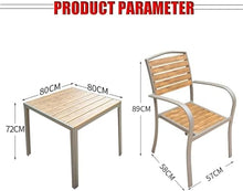 JOMRTS Patio Dining Set Outdoor Waterproof Aluminum Plastic Wood Table and Chair Tableware, All Weather Garden/Patio Table and Chair Set, Stackable for Storage (OneColor 80x80x72cm)