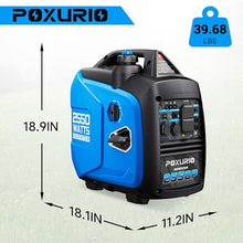 POXURIO 2550-Watt Portable Inverter Generator for Home Use, 1.06Gallon Large Fuel Tank Up to 10 Hours Use, 120V Gas Powered Generator Super Quiet - EPA Compliant-Blue