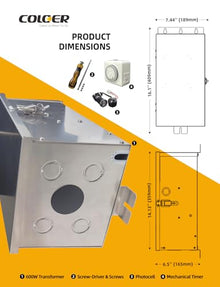COLOER 600W Low Voltage Landscape Transformer with Timer & Photocell