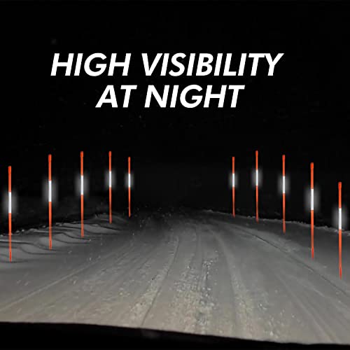 DISCOUNT SNOWSTAKES .COM 5ft Red Pro Snow Stakes with Hy Viz Reflective Tape Orange/Red