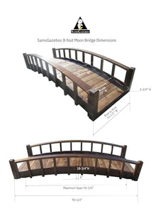 SamsGazebos Japanese Style Arched Wood Garden Bridge 8-Feet Brown