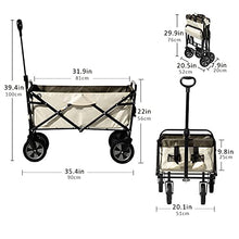 Garden Folding Trolley Portable Collapsible Outdoor Utility Wagon Picnic Camping Cart 80kg Max Load Push Wagon Sturdy Lightweight(Black)