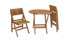 Anderson Teak Windsor Round Bistro Set - Folding Table & Chairs 3-Piece