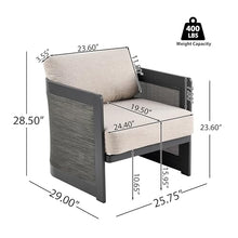Christopher Knight Home Arden Aluminum Outdoor Club Chairs Set of 2, Modern Patio Accent Chairs with Mesh Panels and Removable Cushions, Ergonomic Armchair for Garden/Poolside/Balcony, Beige + Black