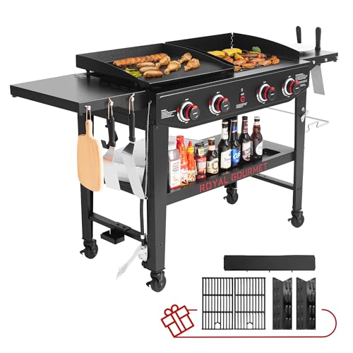 Royal Gourmet GD405A 4 Burner Gas Grill and Griddle Combo,Grilling Gear Set