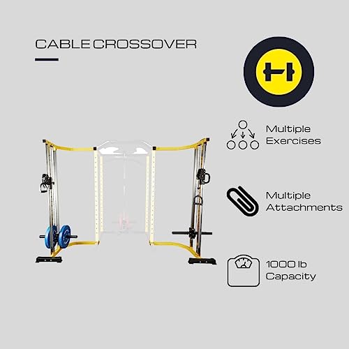 HulkFit Cable Crossover Weightlifting Pulley System Yellow