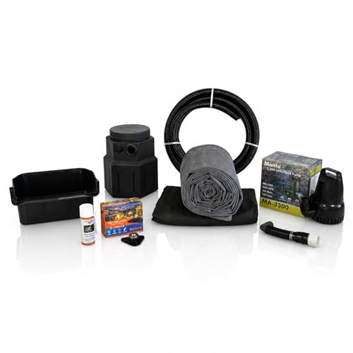 HALF OFF PONDS Complete 3300 GPH Pond Free Kit 10 x 15 Ft EPDM Liner
