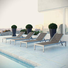Ergode Shore Outdoor Patio Chaise Lounge Chair Set | Contemporary Design | Aluminum Frame | Easy Assembly | Clear Wheels | Non-Marking Foot Caps | Durable & Versatile | Set of 4