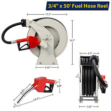 Ecojoy Fuel Hose Reel 3/4" x 50', Retractable Diesel Reel with Nozzle