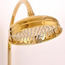 XYIANG European Style Large Shower Shower Vintage Hot and Cold Pole Three-Step Function Full Copper Antique Shower Classical Waterfall Set(Luxurious Titanium Gold)