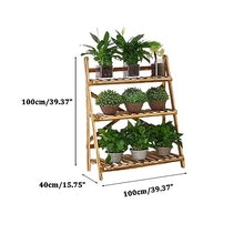 Household Simple Plant Trellis Folding Wooden Flower Rack Multi-level Indoor Balcony Ladder Flower Pot Stand Floor-standing Plant Storage Shelf Modern Rustic Ladder Frame For Garden Living Room