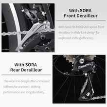SAVADECK Carbon Road Bike with Shimano SORA R3000 18 Speed Derailleur System, Racing Bicycle - Black