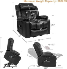 KTYUERGHK Black Power Lift Recliner Chair with Massage and USB Ports
