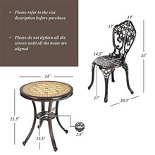 DUYHBAWRS 3PCS Patio Bistro Set Round Table Chairs All Weather Cast Aluminum Yard