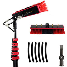 SHENGSHIYU Telescopic Rod-Type Photovoltaic Panel Cleaning Brush Can Spray Water Through The Water Brush Flow-Through Scrubber with Adjustable Handle, Red,24FT