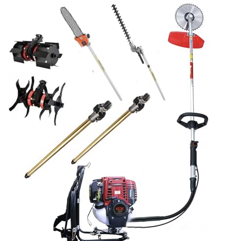 GX50 4-Stroke Backpack Weed Cutting Machine Farm-use Brush Cutter Cultivator Grass Tiller 2 Poles