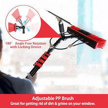 NYANS Window Brush Kit with Scraper, Extendable Adjustable Water Fed Pole with 35cm Brush Head, 180°Flexible Rotate Brush Head, for Outdoor Window Glass Solar Panel Clean,10.8m(36ft)