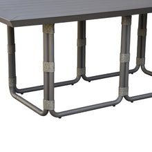 Armen Living Dorado 79 in. Rectangular Outdoor Dining Table in Gray with Aluminum Top and Metal Trestle Base
